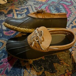 Brown and Tan Bean Boots